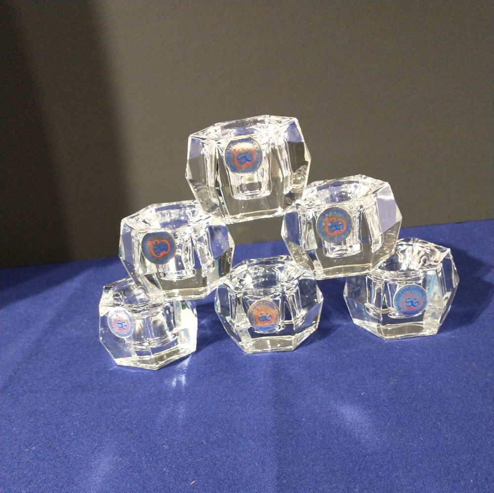 St. George CRYSTAL 24% FINE Lead 6 BUNDLE Candle Holders AS 🆕